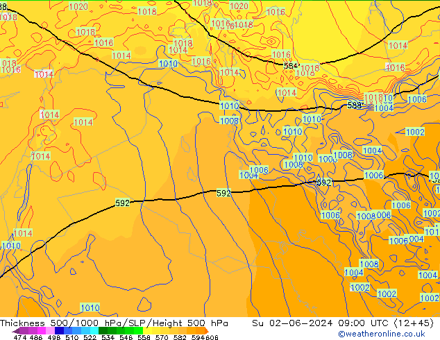 Thck 500-1000гПа ECMWF Вс 02.06.2024 09 UTC