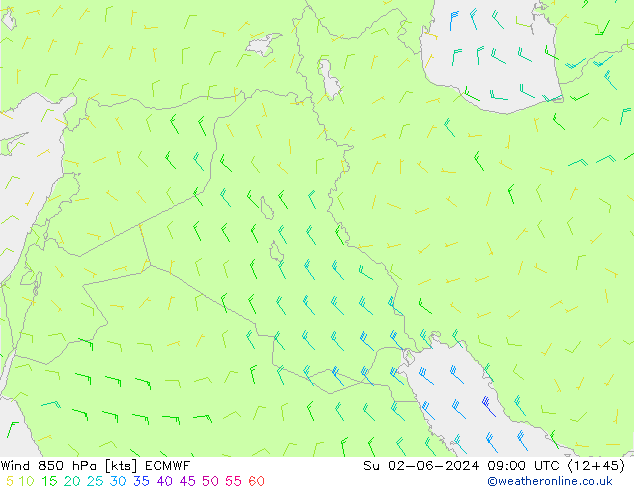 Vento 850 hPa ECMWF dom 02.06.2024 09 UTC