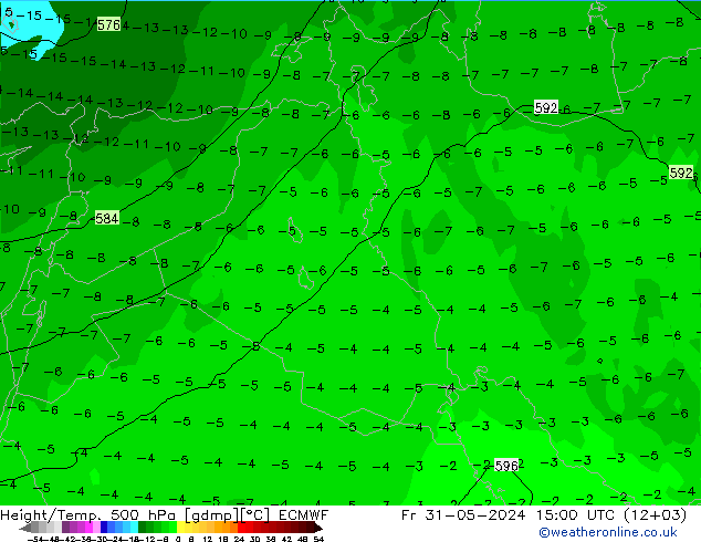 Yükseklik/Sıc. 500 hPa ECMWF Cu 31.05.2024 15 UTC