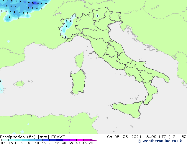 Z500/Rain (+SLP)/Z850 ECMWF sab 08.06.2024 00 UTC