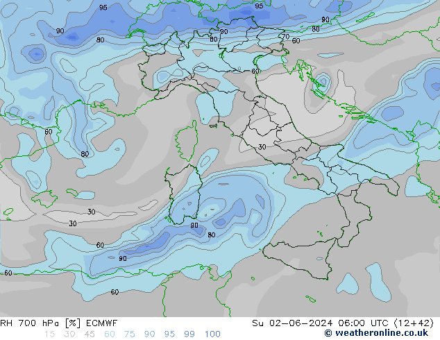 700 hPa Nispi Nem ECMWF Paz 02.06.2024 06 UTC