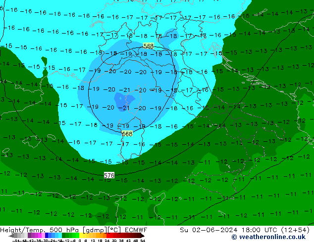 Z500/Rain (+SLP)/Z850 ECMWF Su 02.06.2024 18 UTC