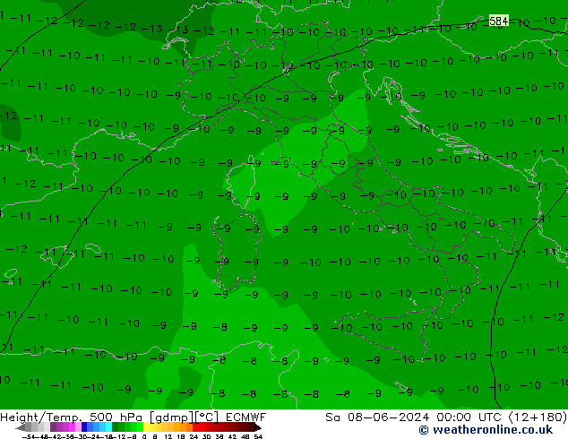 Z500/Rain (+SLP)/Z850 ECMWF sab 08.06.2024 00 UTC