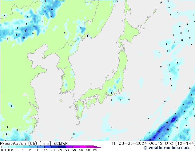 Z500/Rain (+SLP)/Z850 ECMWF Čt 06.06.2024 12 UTC