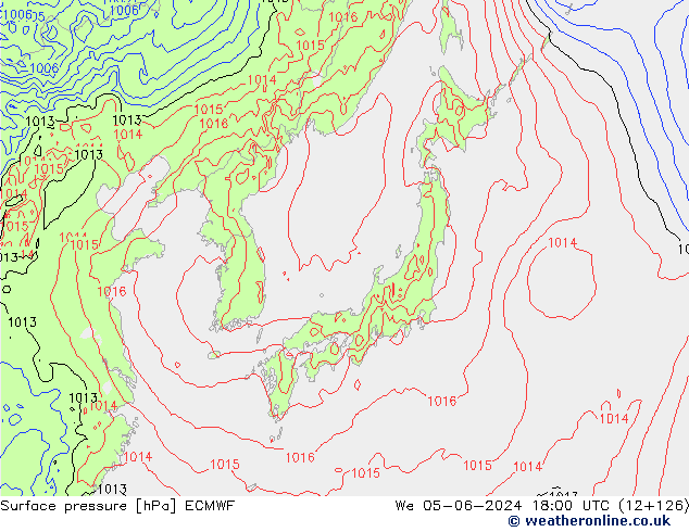 Atmosférický tlak ECMWF St 05.06.2024 18 UTC