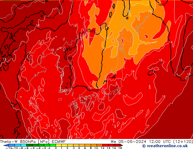 Theta-W 850hPa ECMWF We 05.06.2024 12 UTC