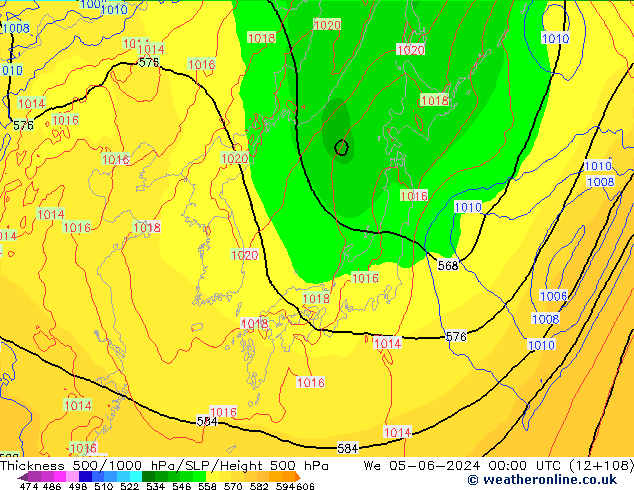 Thck 500-1000hPa ECMWF Qua 05.06.2024 00 UTC