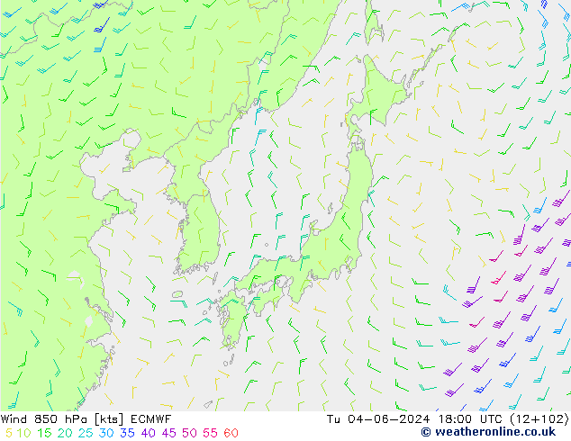 Vento 850 hPa ECMWF Ter 04.06.2024 18 UTC