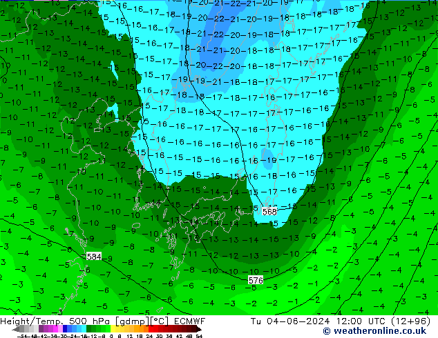 Z500/Regen(+SLP)/Z850 ECMWF di 04.06.2024 12 UTC