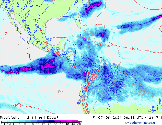 Yağış (12h) ECMWF Cu 07.06.2024 18 UTC