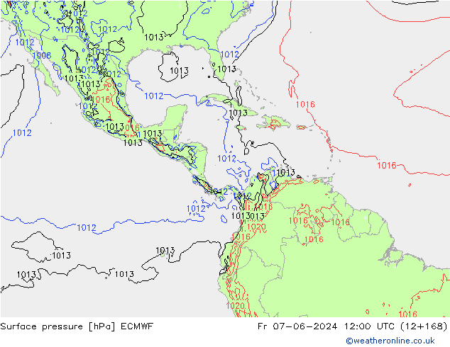 pressão do solo ECMWF Sex 07.06.2024 12 UTC