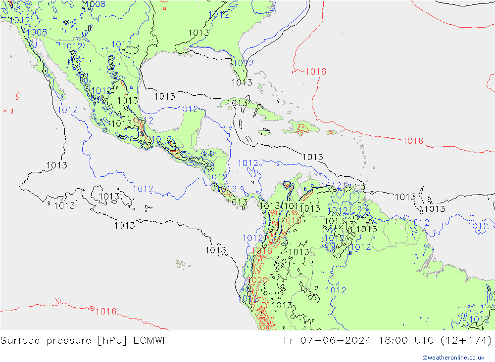 Luchtdruk (Grond) ECMWF vr 07.06.2024 18 UTC