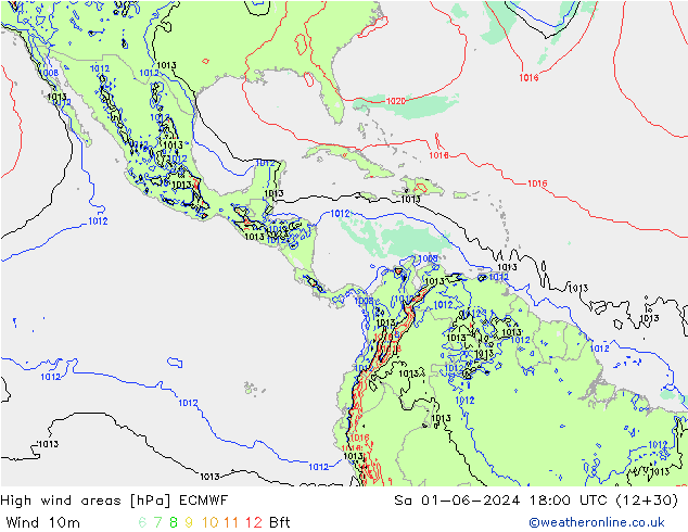 High wind areas ECMWF So 01.06.2024 18 UTC