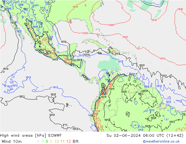 High wind areas ECMWF Dom 02.06.2024 06 UTC