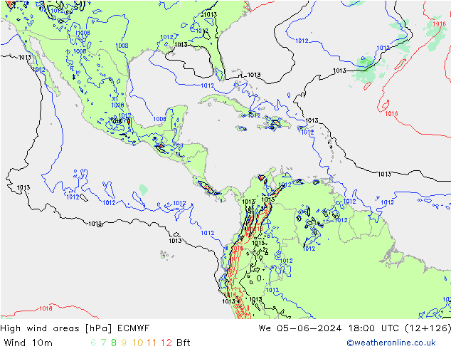 High wind areas ECMWF  05.06.2024 18 UTC