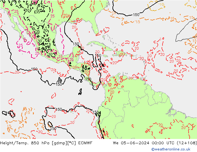 Z500/Rain (+SLP)/Z850 ECMWF We 05.06.2024 00 UTC