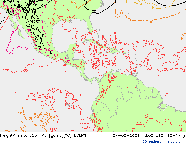 Height/Temp. 850 hPa ECMWF ven 07.06.2024 18 UTC