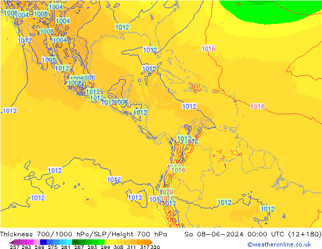 Thck 700-1000 hPa ECMWF Sa 08.06.2024 00 UTC