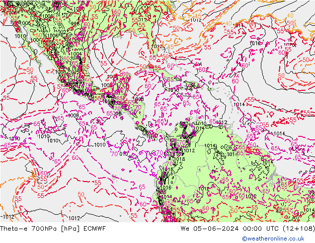 Theta-e 700hPa ECMWF We 05.06.2024 00 UTC