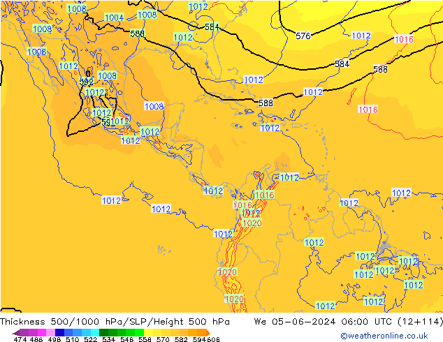 Dikte 500-1000hPa ECMWF wo 05.06.2024 06 UTC