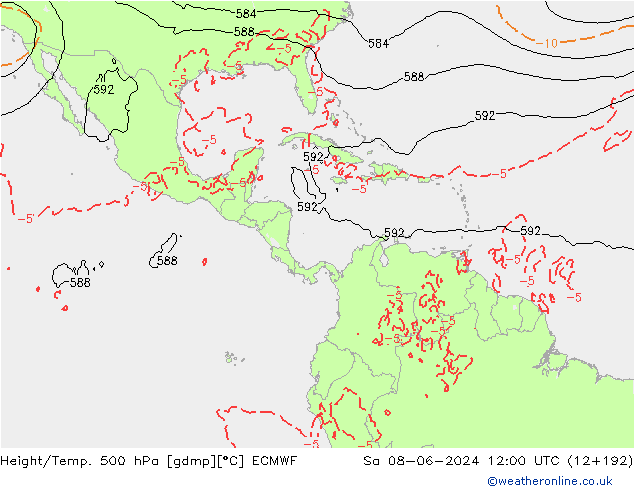 Z500/Rain (+SLP)/Z850 ECMWF сб 08.06.2024 12 UTC