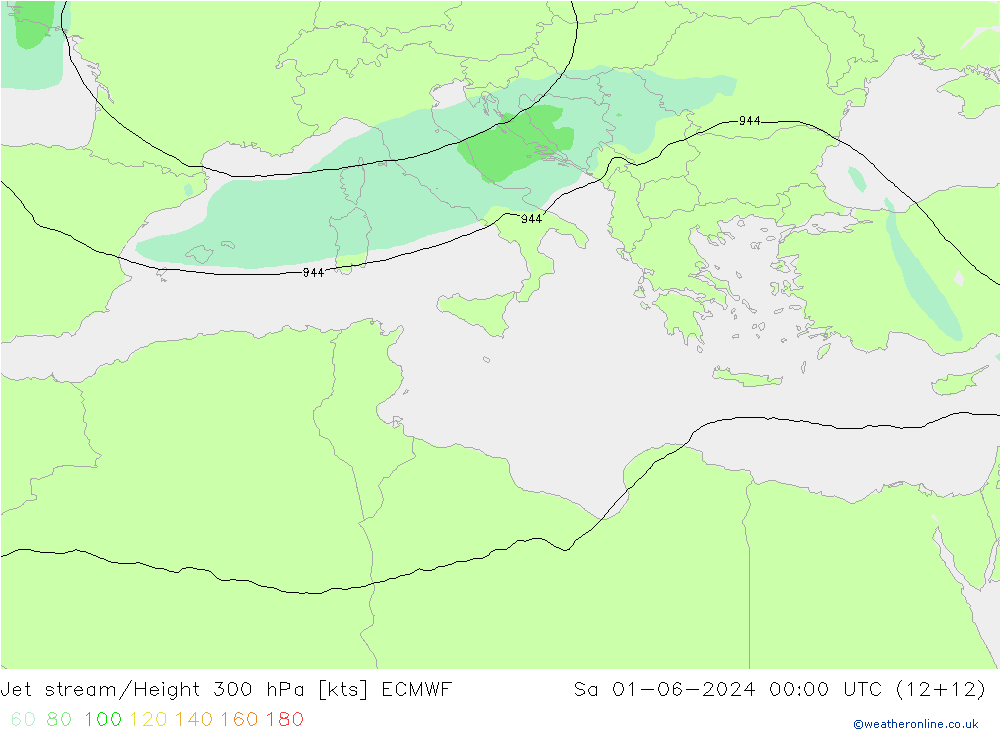 Jet stream/Height 300 hPa ECMWF Sa 01.06.2024 00 UTC