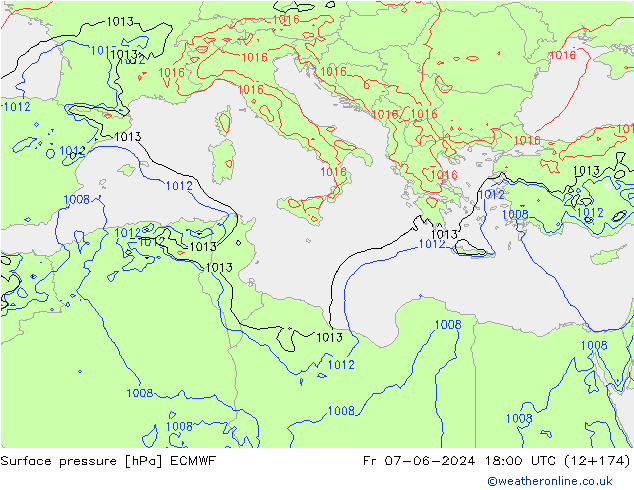 Pressione al suolo ECMWF ven 07.06.2024 18 UTC