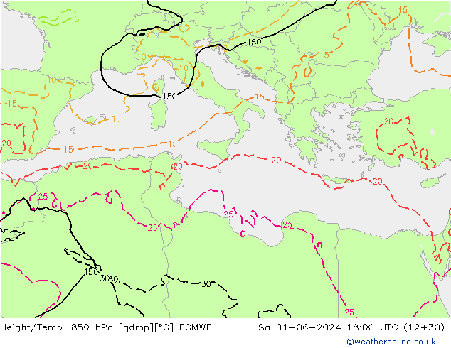 Z500/Rain (+SLP)/Z850 ECMWF Sa 01.06.2024 18 UTC