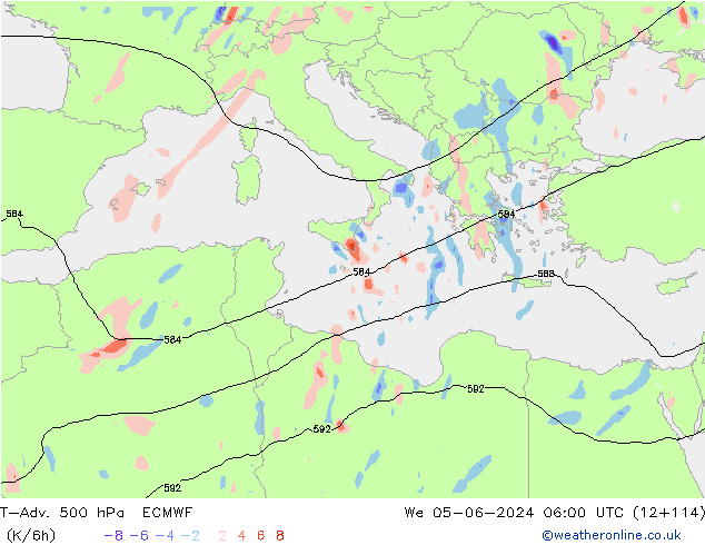 T-Adv. 500 hPa ECMWF wo 05.06.2024 06 UTC