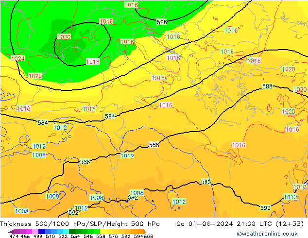 Dikte 500-1000hPa ECMWF za 01.06.2024 21 UTC