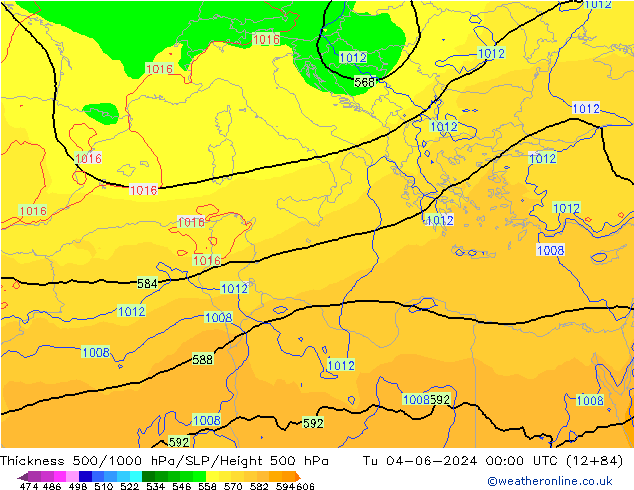 Dikte 500-1000hPa ECMWF di 04.06.2024 00 UTC