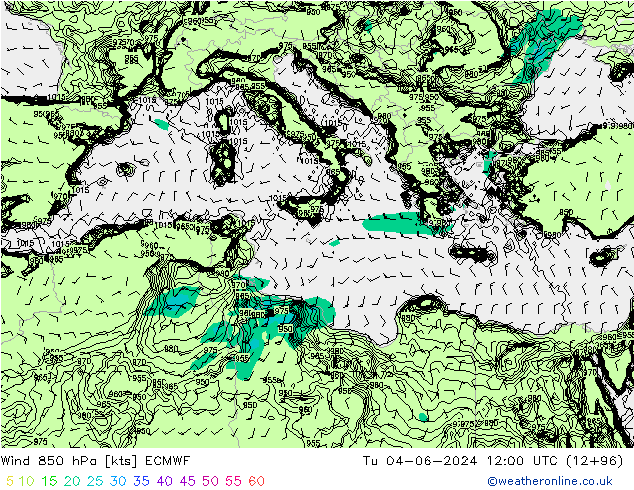 Wind 850 hPa ECMWF Di 04.06.2024 12 UTC