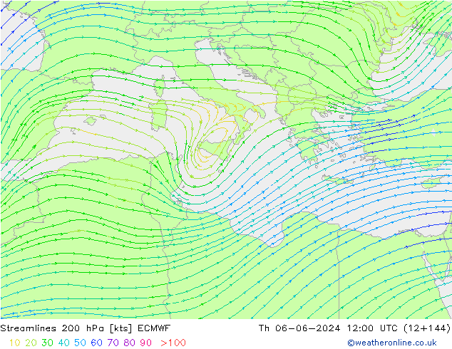 Stroomlijn 200 hPa ECMWF do 06.06.2024 12 UTC