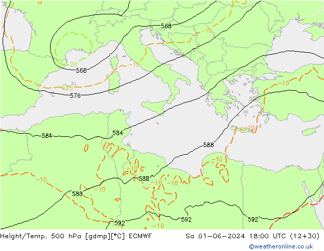 Z500/Rain (+SLP)/Z850 ECMWF Sa 01.06.2024 18 UTC