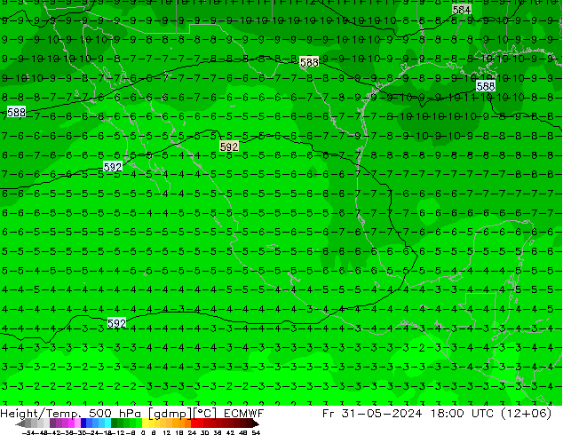 Z500/Rain (+SLP)/Z850 ECMWF ven 31.05.2024 18 UTC