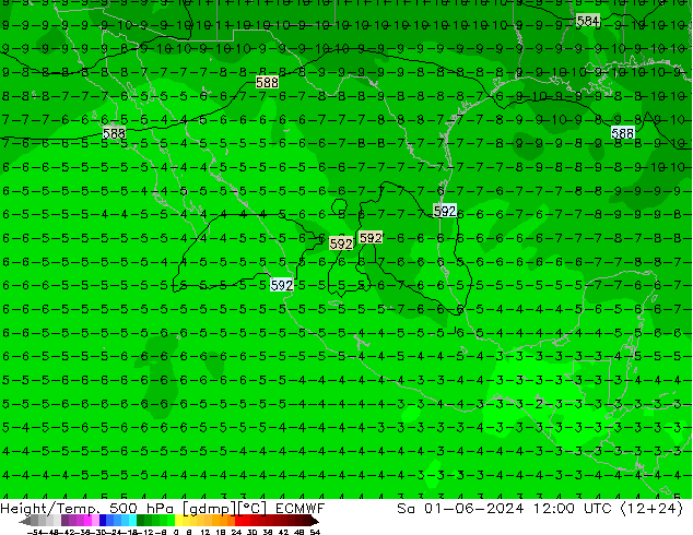 Z500/Rain (+SLP)/Z850 ECMWF Sa 01.06.2024 12 UTC