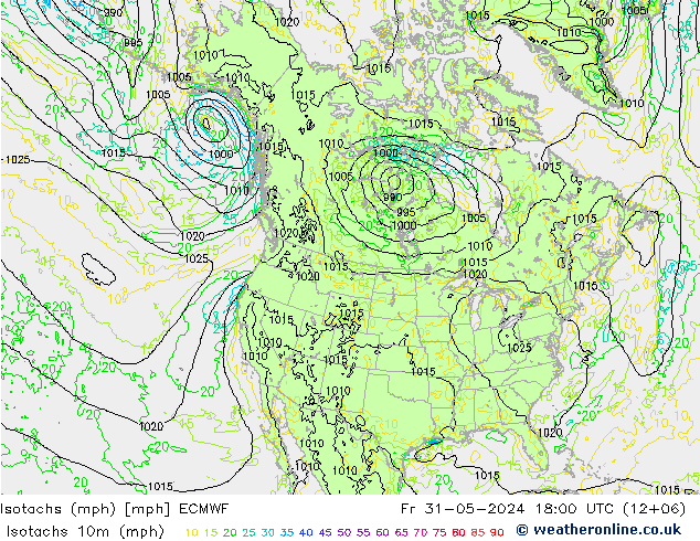 Isotachen (mph) ECMWF vr 31.05.2024 18 UTC