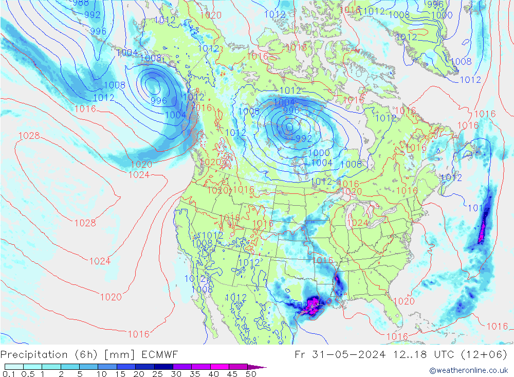 Z500/Regen(+SLP)/Z850 ECMWF vr 31.05.2024 18 UTC