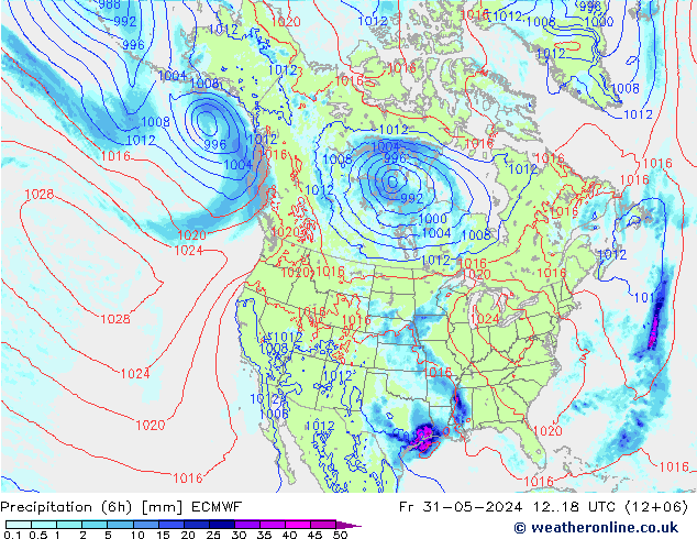 降水量 (6h) ECMWF 星期五 31.05.2024 18 UTC