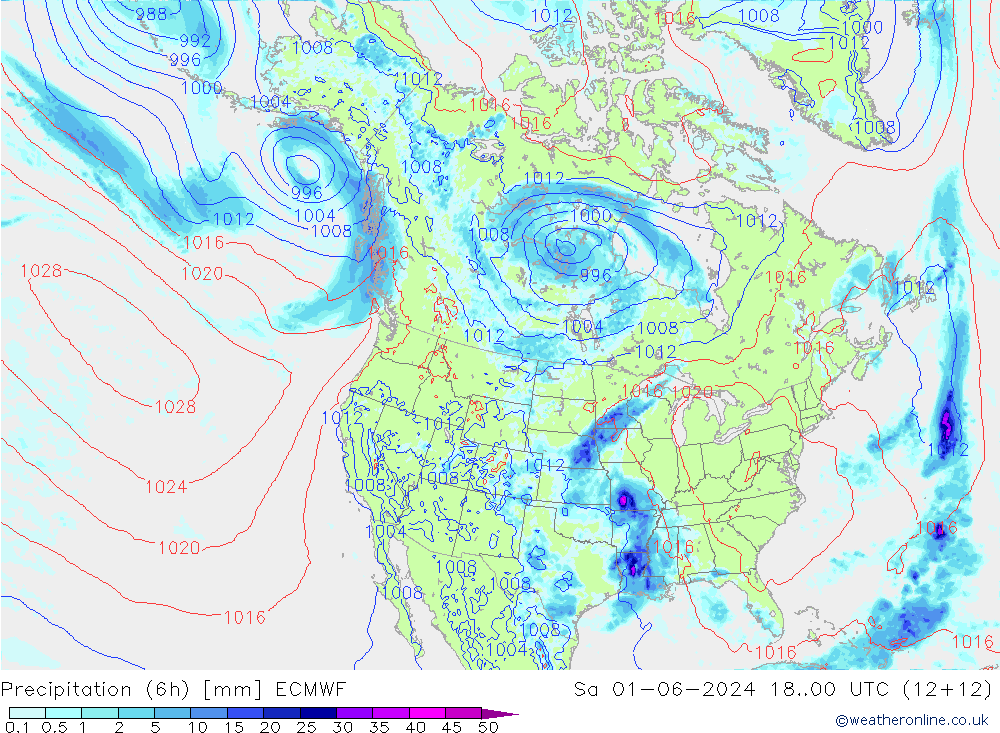 Z500/Rain (+SLP)/Z850 ECMWF sam 01.06.2024 00 UTC