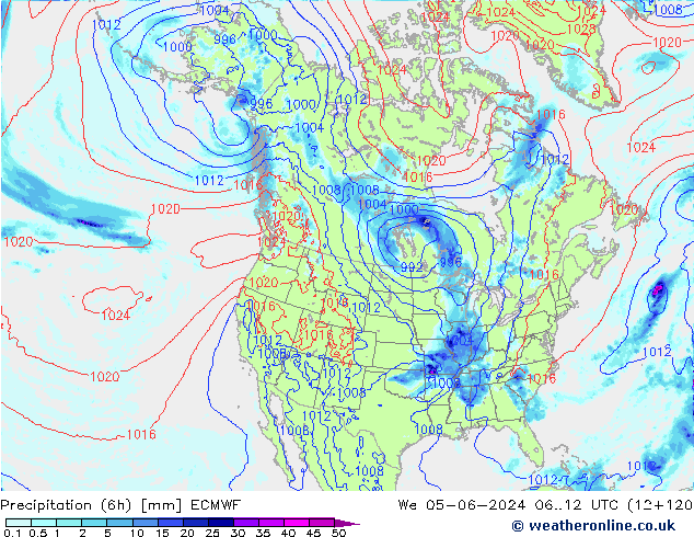 Z500/Rain (+SLP)/Z850 ECMWF mer 05.06.2024 12 UTC