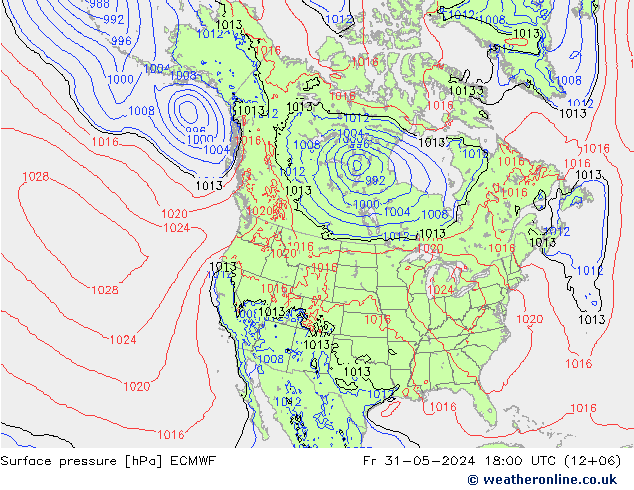 Luchtdruk (Grond) ECMWF vr 31.05.2024 18 UTC