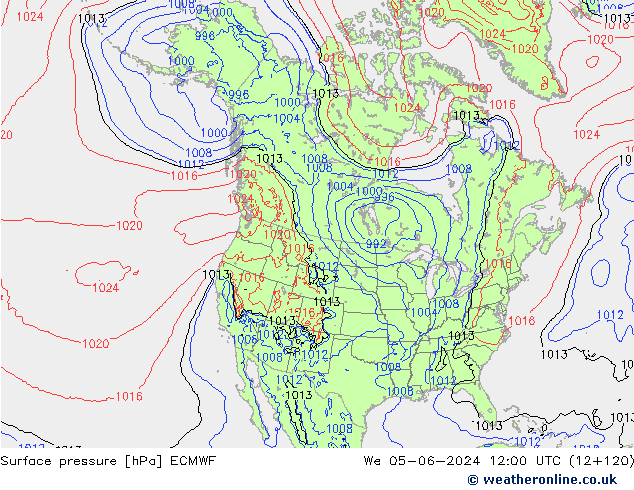 Surface pressure ECMWF We 05.06.2024 12 UTC