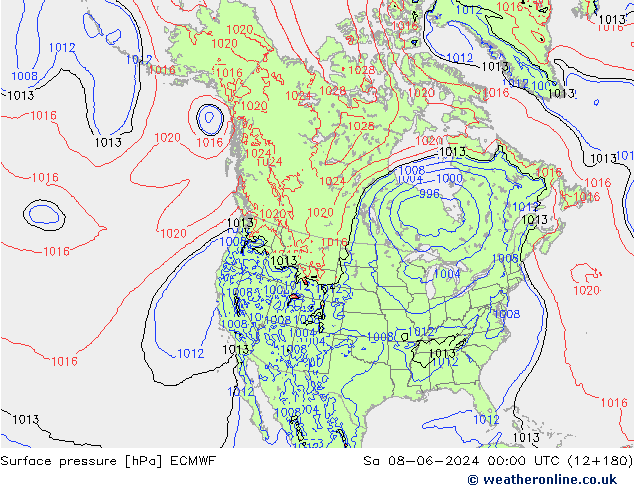 приземное давление ECMWF сб 08.06.2024 00 UTC