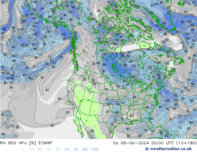 RH 850 hPa ECMWF Sa 08.06.2024 00 UTC