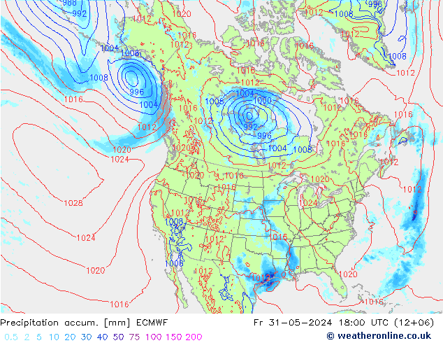 Précipitation accum. ECMWF ven 31.05.2024 18 UTC