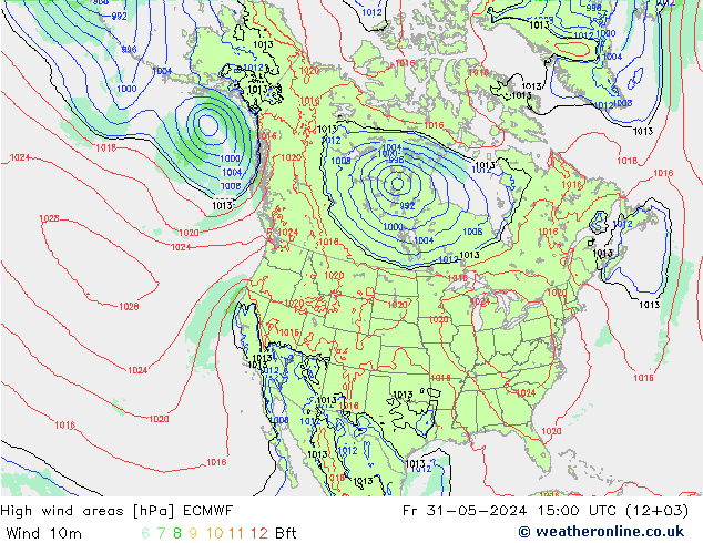 High wind areas ECMWF vie 31.05.2024 15 UTC