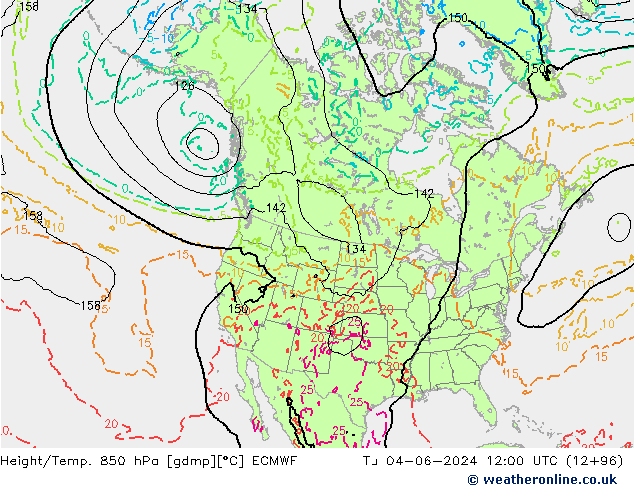 Yükseklik/Sıc. 850 hPa ECMWF Sa 04.06.2024 12 UTC