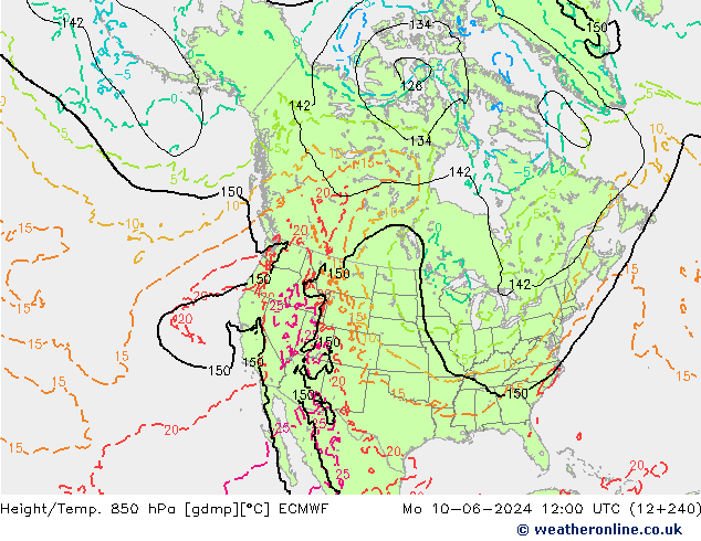 Height/Temp. 850 hPa ECMWF Mo 10.06.2024 12 UTC