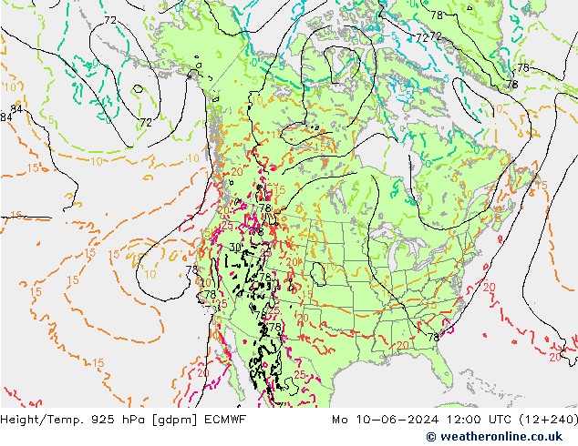 Height/Temp. 925 hPa ECMWF Seg 10.06.2024 12 UTC